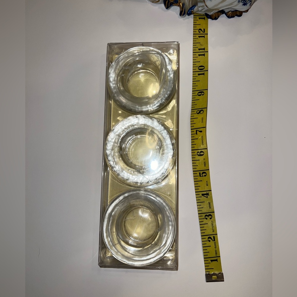 Pier 1 Imports Minimalist Round Brand New Glass Marbled Tea Light Candle Holders